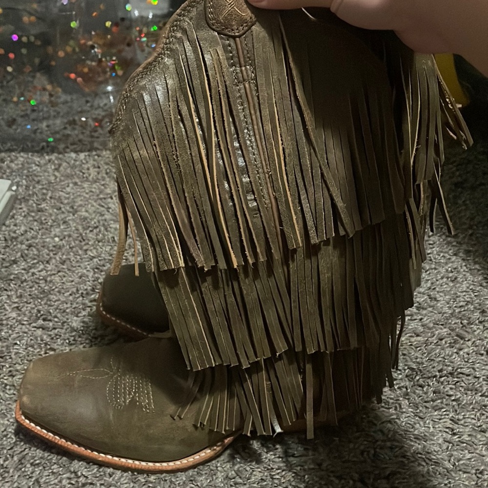 8.5  All real Leather Tassel Boots Worn only once